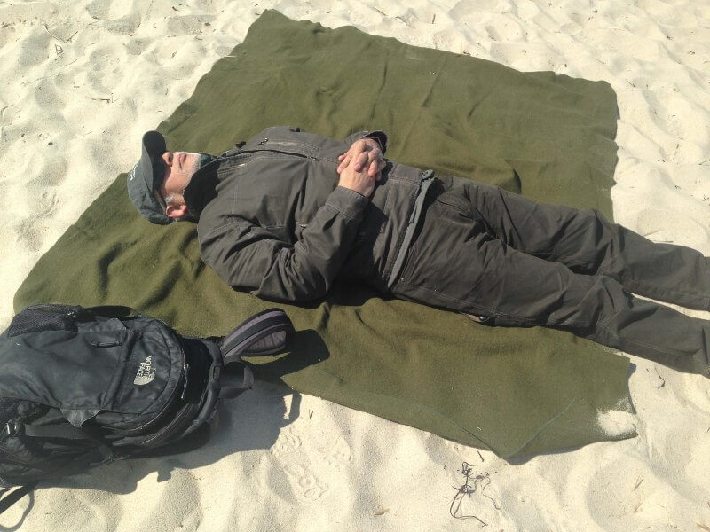 Sleeping on blanket – Cape Cod Retreat 2015
